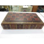 A Victorian leather games box in the form of two volumes of "History of England", consisting of