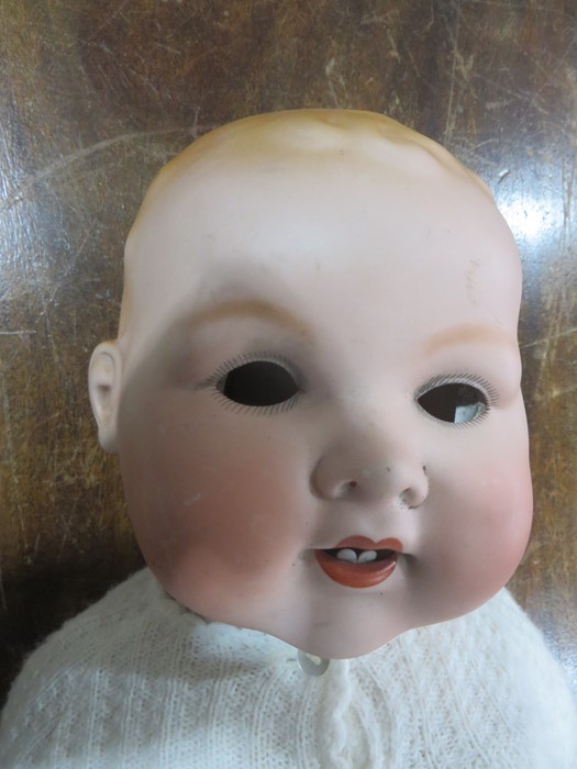 A large Armand Marseille bisque headed doll with open mouth and two teeth( eyes loose inside - Image 2 of 12