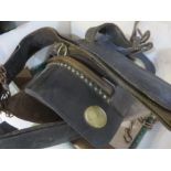 A vintage leather harness and yoke etc