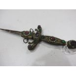 A "bejewelled" brass dagger- no scabbard