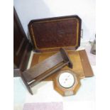 An inlaid tray, Art Deco tray, a Short & Mason barometer ( a gift from officers of the Royal