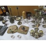 A set of Stuart Devlin stainless steel goblets for Viners ( 1 A/F) various metalware, Art Nouveau