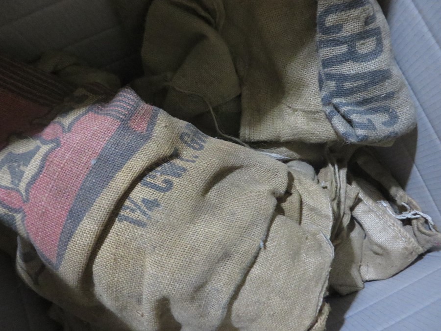 A large collection of burlap sacks, mainly advertising - Image 2 of 2