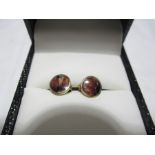 A pair of 9 ct gold earring set with agates