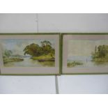 A pair of 19th century watercolours both signed E.B.Lait, "The Thames at Streatham" and "On the