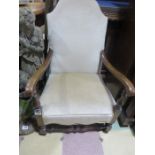 A low upholstered armchair