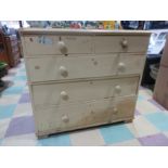 A Victorian painted pine chest of five drawers