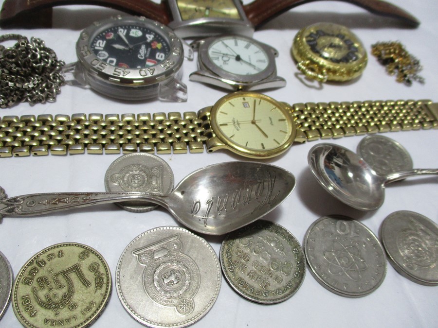 A collection of items including silver necklaces, bracelet, spoon, watches etc. - Image 3 of 3