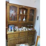 A pine part glazed dresser