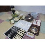 Small quantity of various china, glass etc including Torquay ware and silver plated cutlery