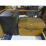 Two large tin trunks