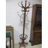 A bentwood freestanding coat stand