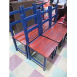 A set of six part painted dining chairs