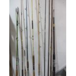 A collection of fishing rods