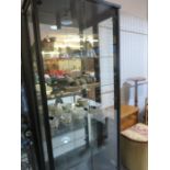 A black two door display cabinet