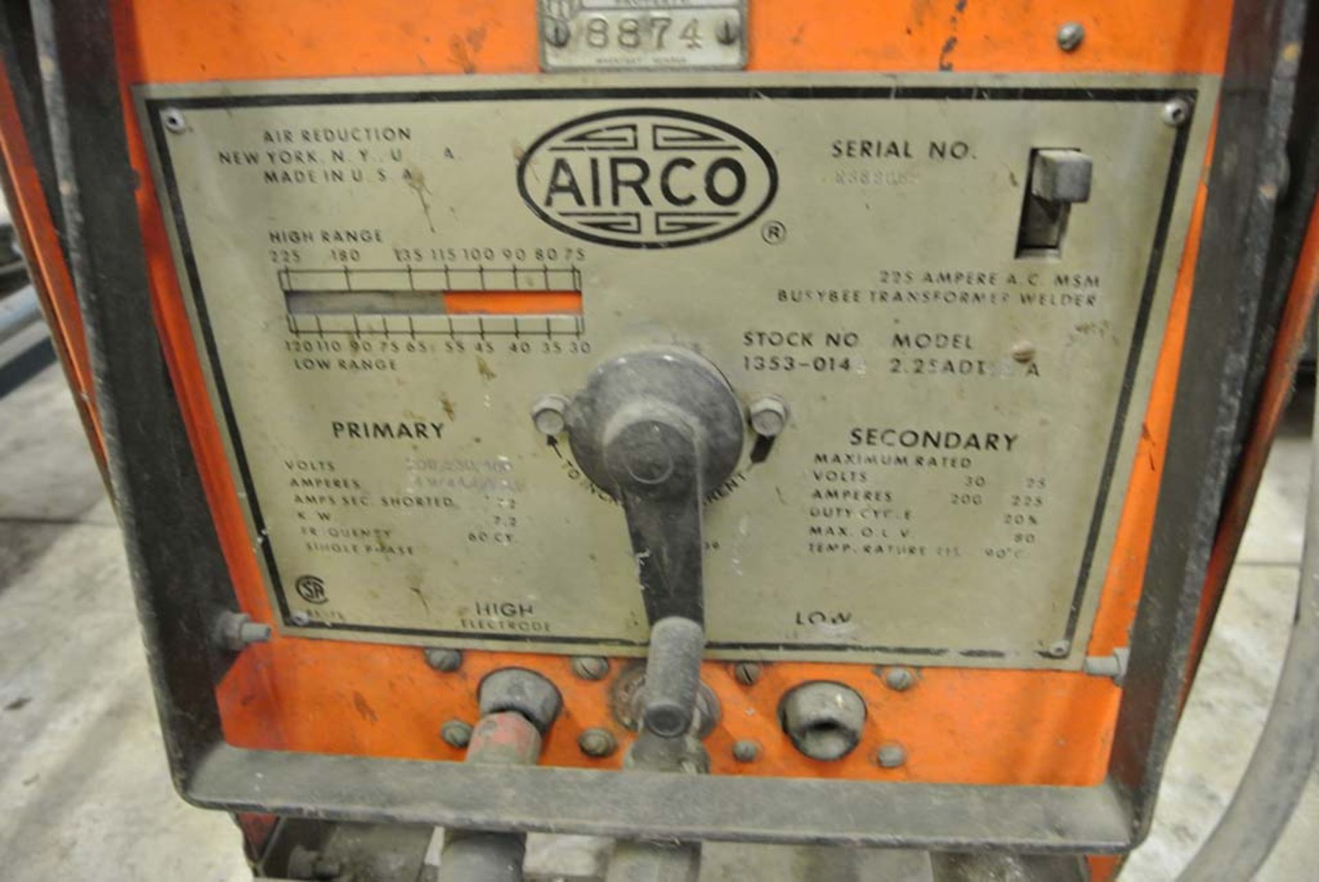 (S)~ Airco Model 2.25 ADT Welder w/ Leads & Helmets ~ 50A ~ 250 V - Image 2 of 5