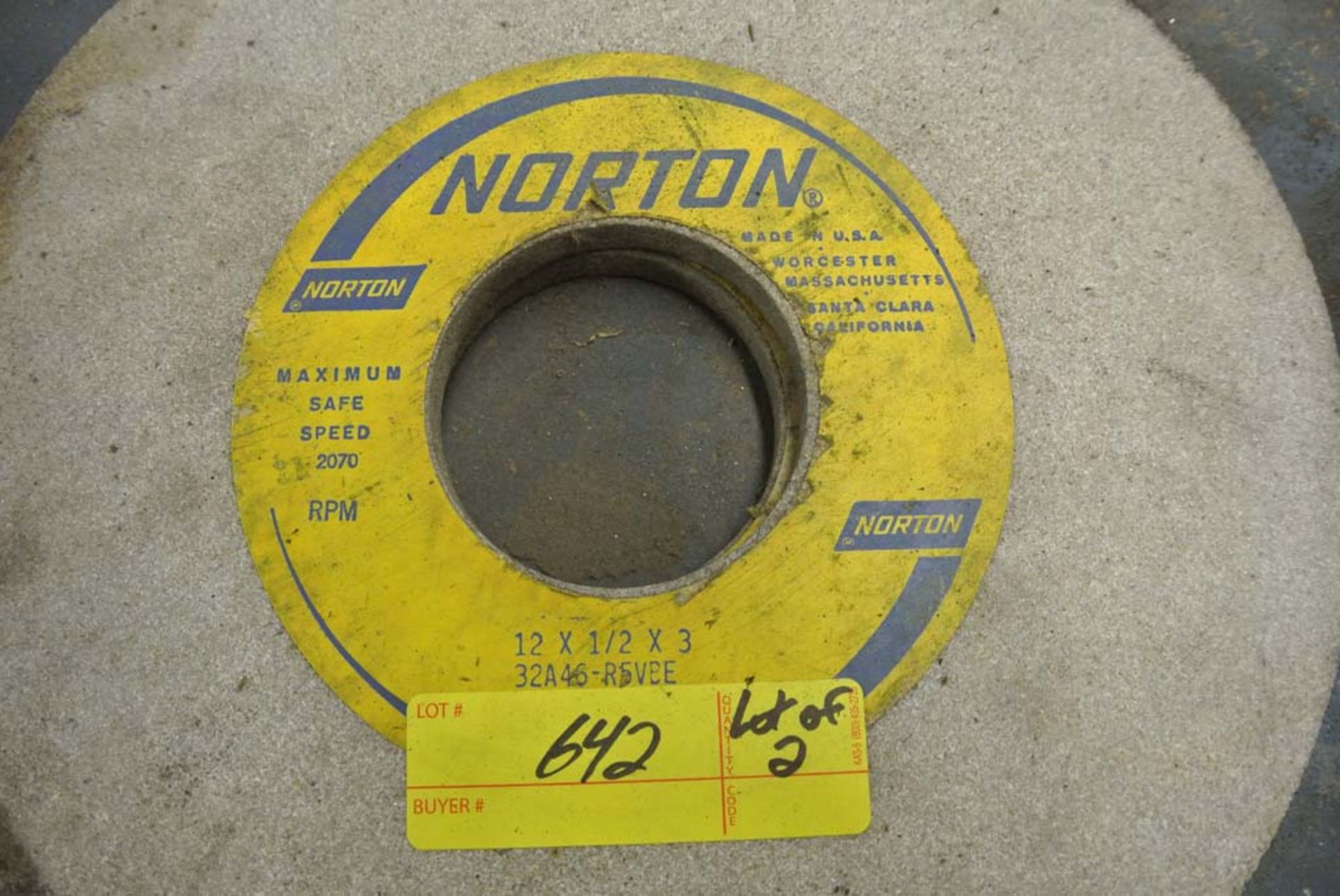 (S)~ (Lot of 2) Norton Grinding Wheel ~ 12" x 1/2" x 3" - Image 2 of 2