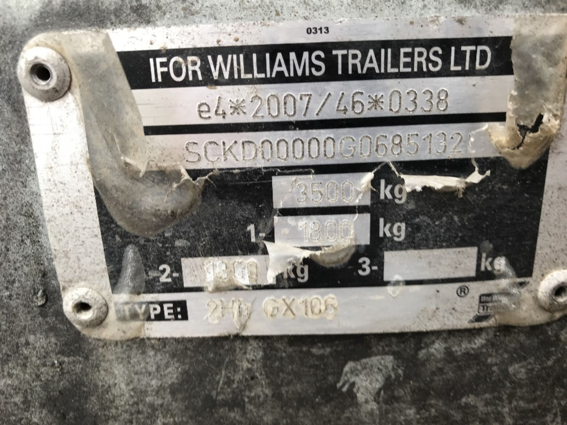 Ifor Williams wide bodied plant trailer, yr2016 approx. SN;SCKD00000G0685132 - Image 3 of 6