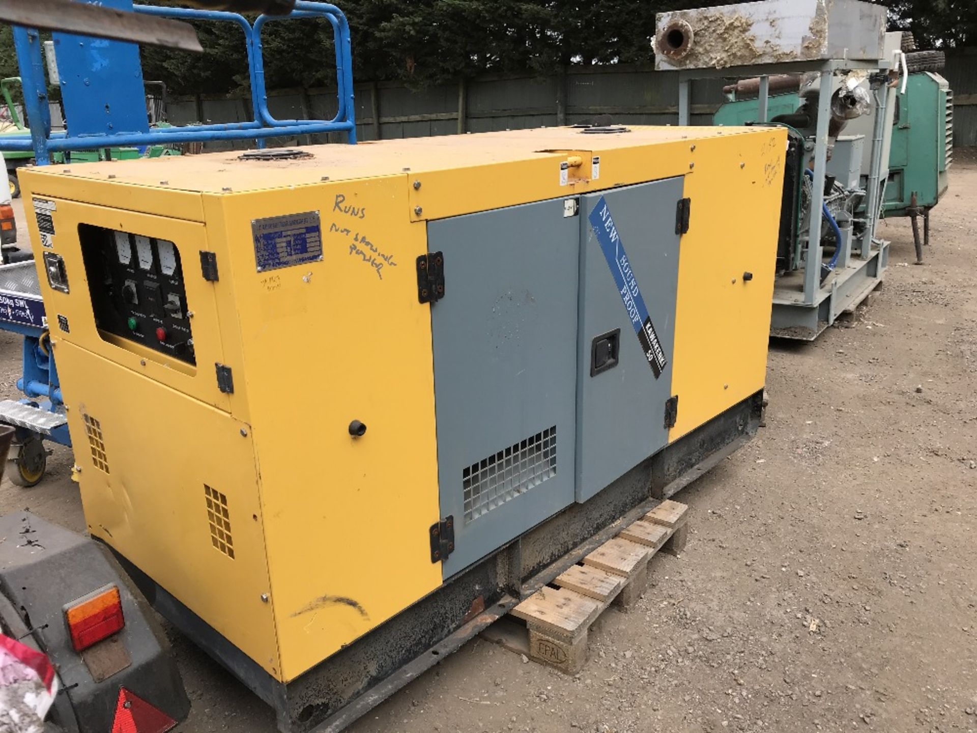 Kawakenki 50Kva skid generator, yr2017 build. WHEN TESTED WAS SEEN TO RUN BUT NOT SHOWING POWER. - Image 2 of 6