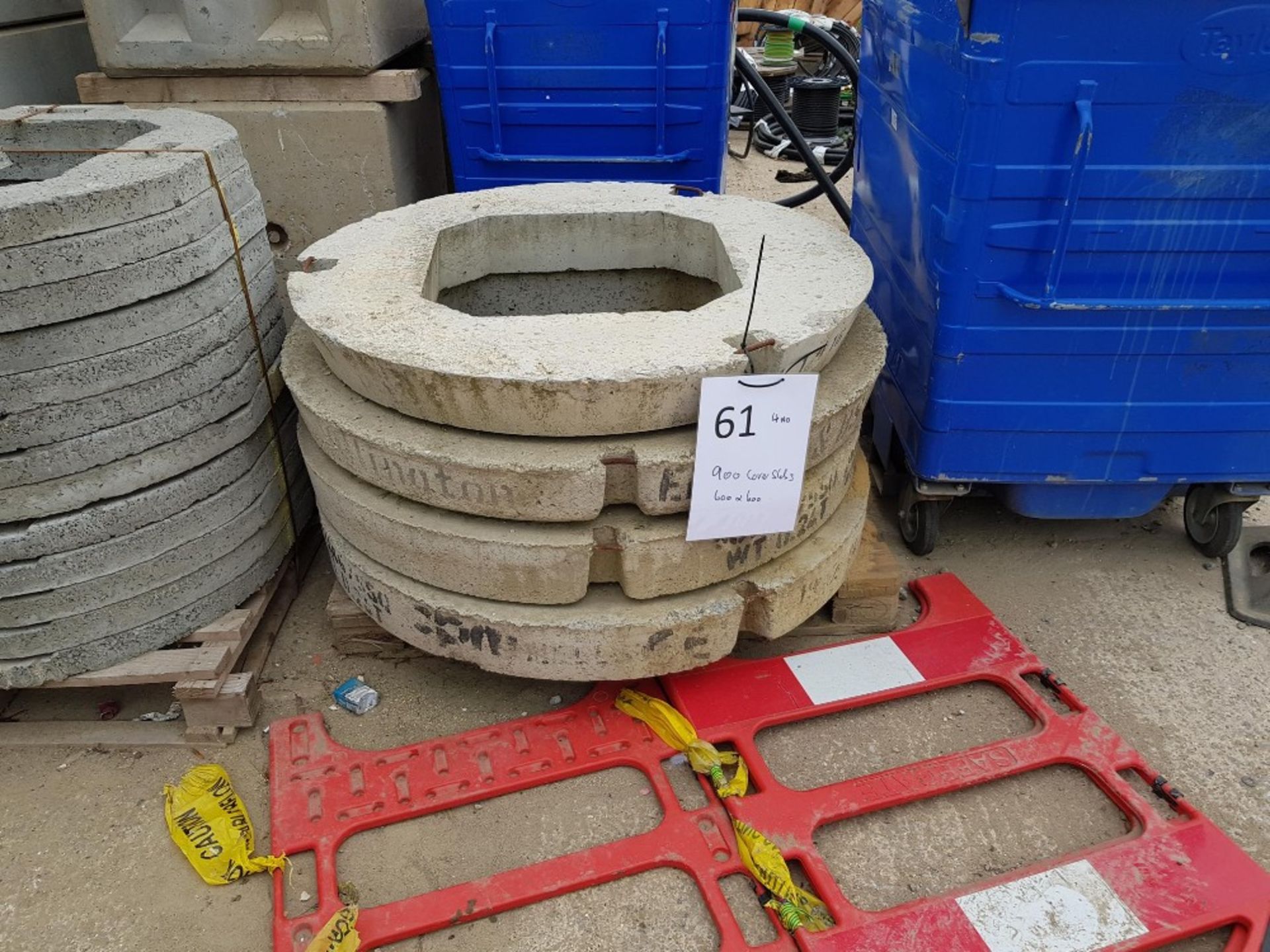 Circular Concrete biscuits - 4No 900mm diameter with 600 x 600 hole. 150mm thick