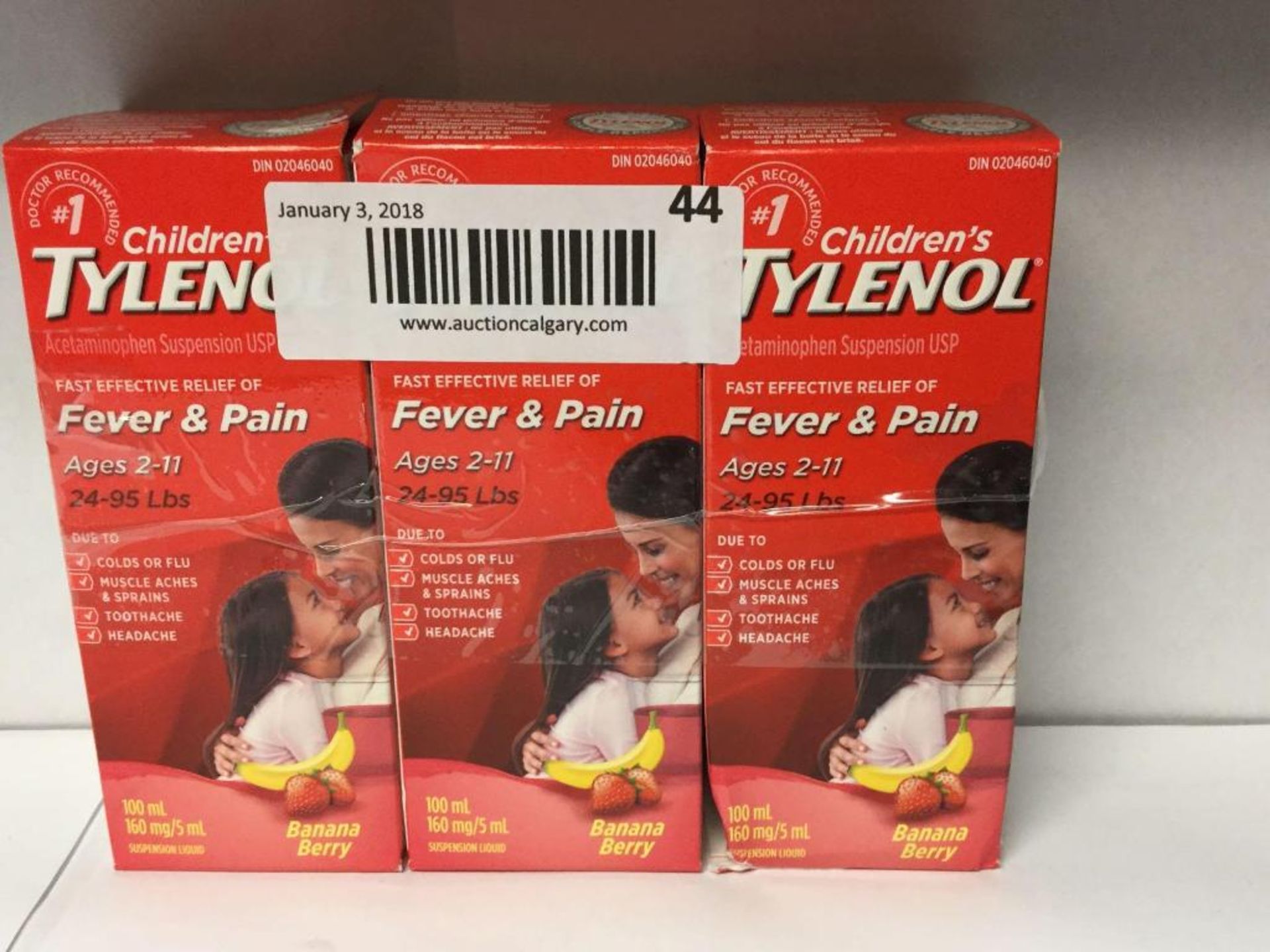 lot of 3 x 100 mL Children's Tylenol Fever and Pain Medication
