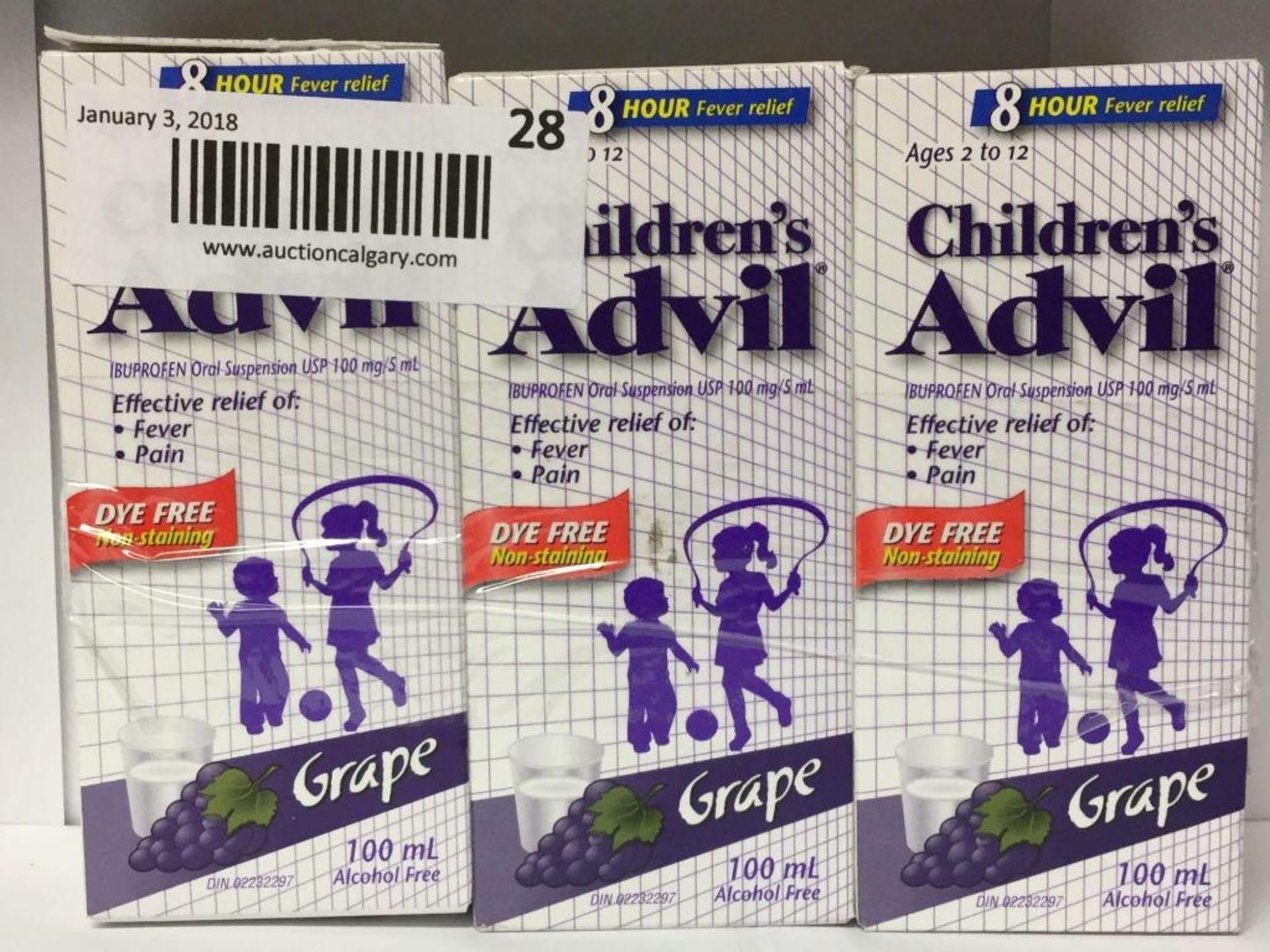 Lot of 3 x 100 mL Children's Advil - Grape