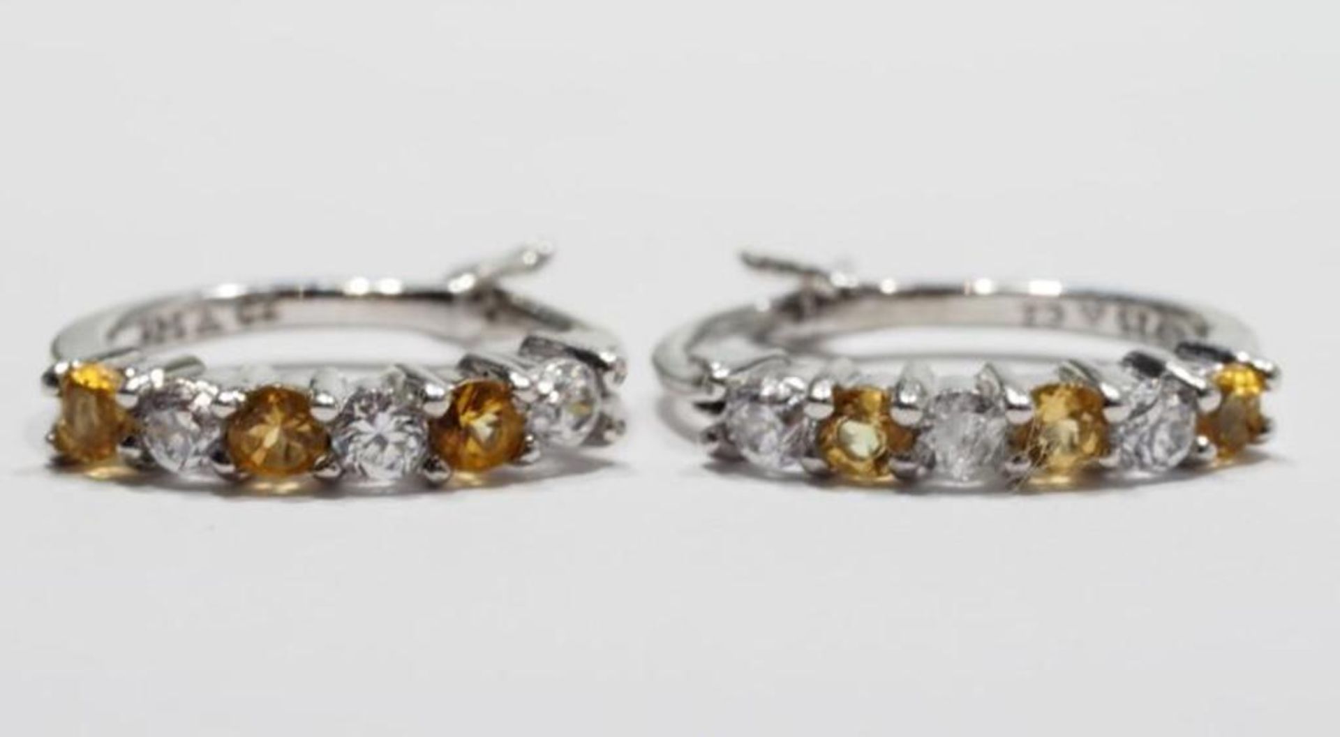 2 Sterling Silver Citrine and Topaz Earrings (Birthstone Nov & Dec) Retail $200 - Image 3 of 3