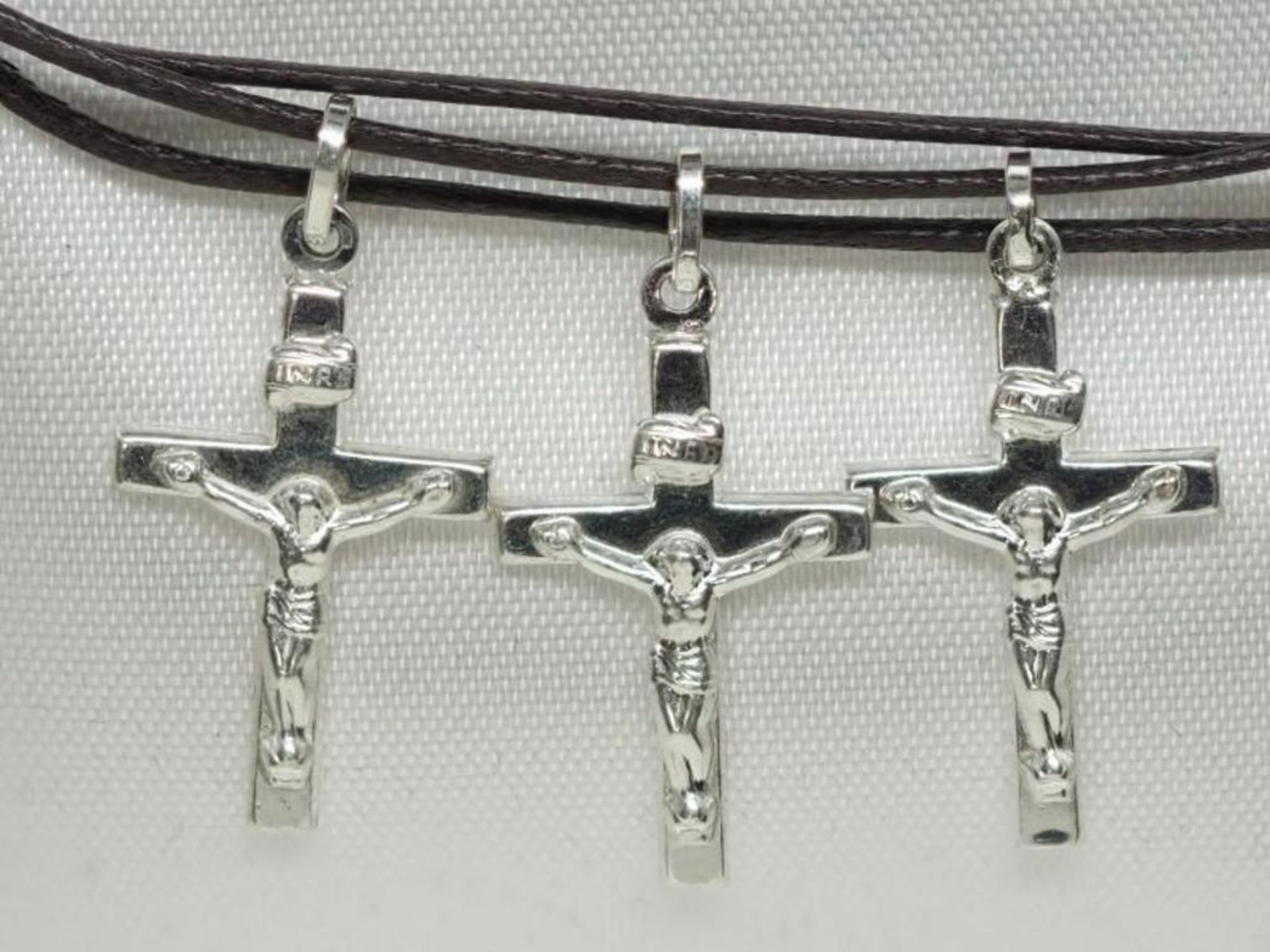 3 Sterling Silver Crucifix Jesus on Cross Pendants Retail $150 - Image 2 of 2