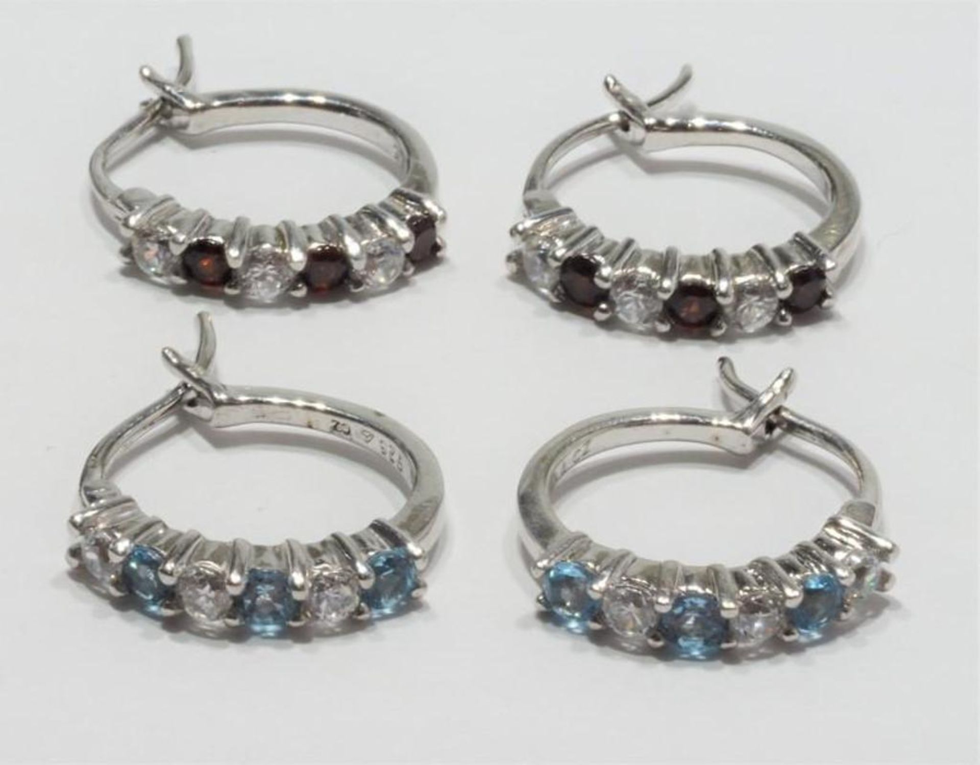 2 Sterling Silver Garnet and Topaz Earrings (Birthstone fot Jan and Dec) Retail $200