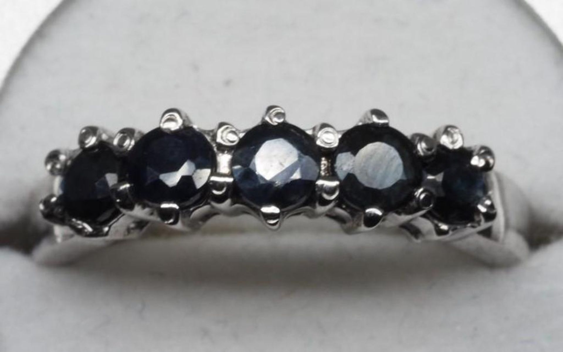 Silver Sapphire 5 Stone Ring Retail $250