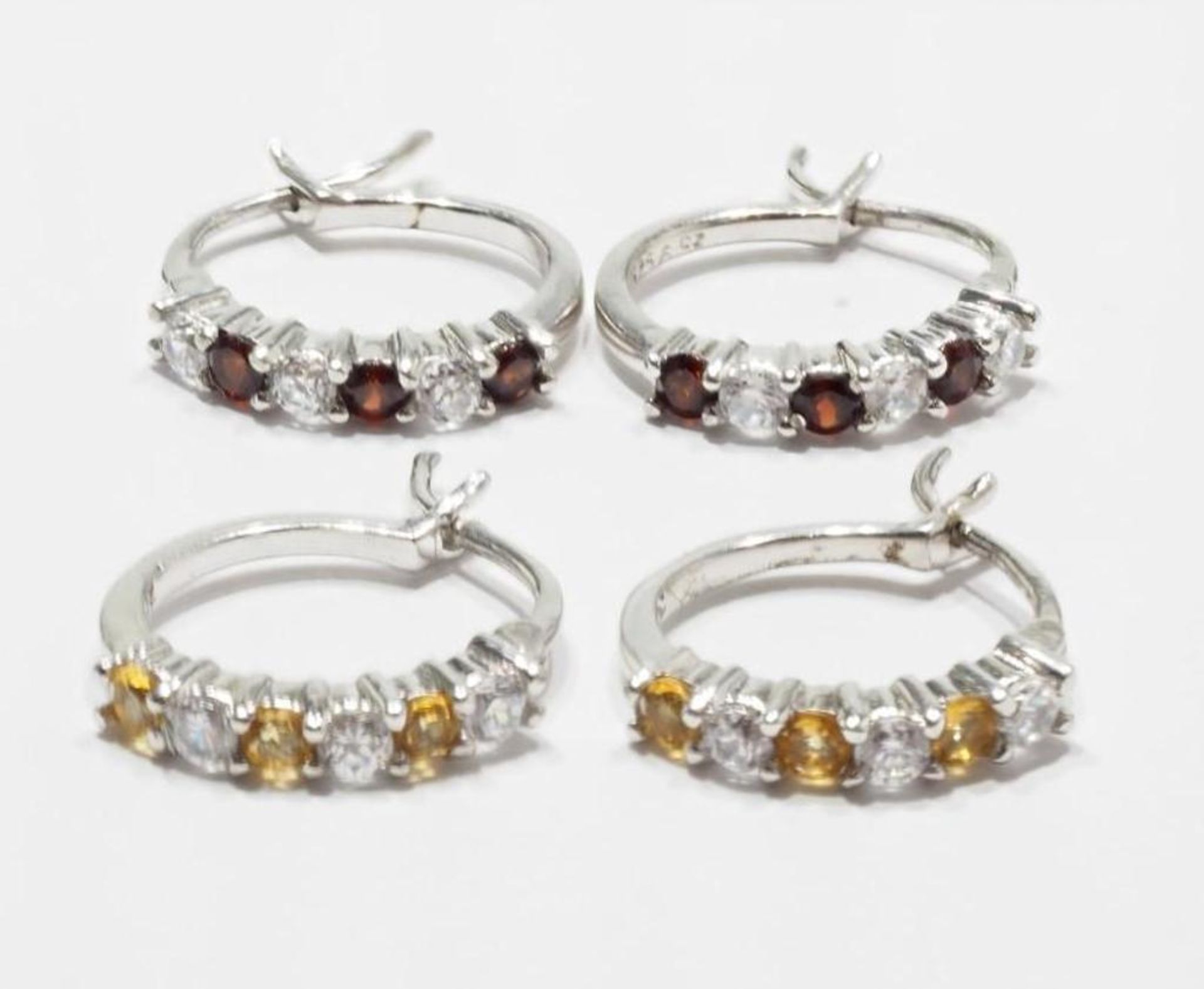 2 Sterling Silver Garnet and Citrine Earrings (Birthstone Jan & Dec) Retail $200