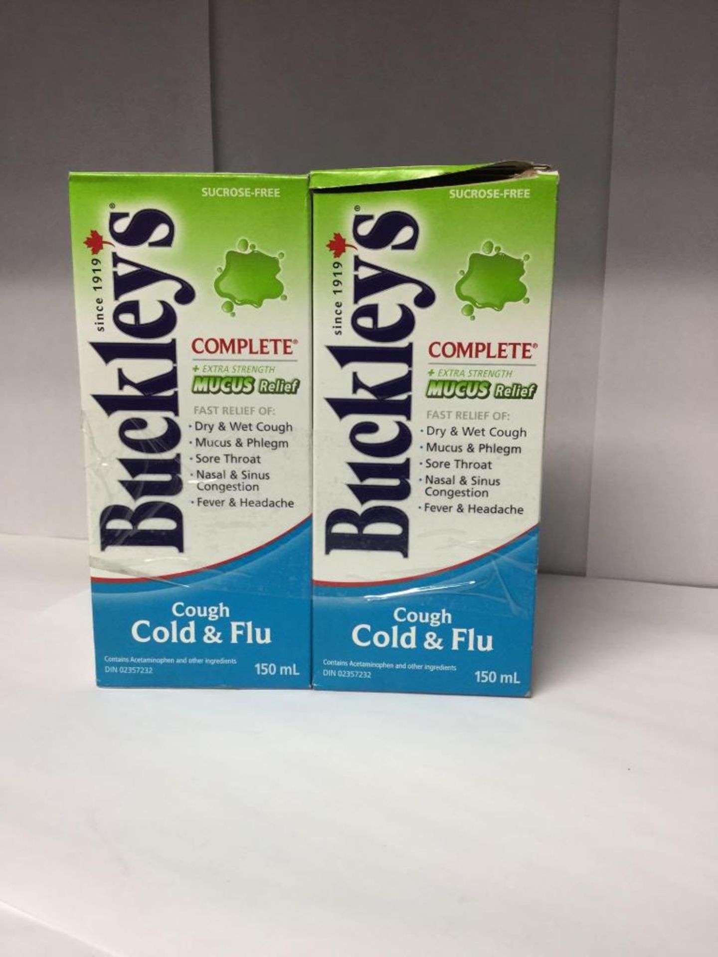 Lot of 2 x 150 mL Buckley's Extra Strength Anti-Mucus Cold and Flu - sugar free