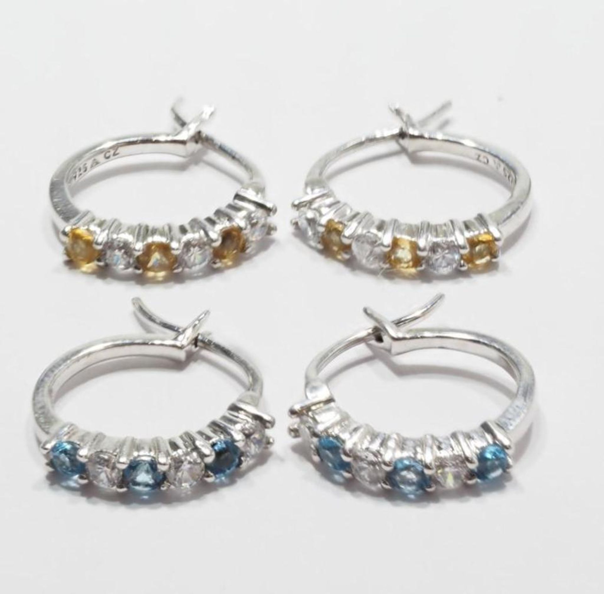 2 Sterling Silver Citrine and Topaz Earrings (Birthstone Nov & Dec) Retail $200
