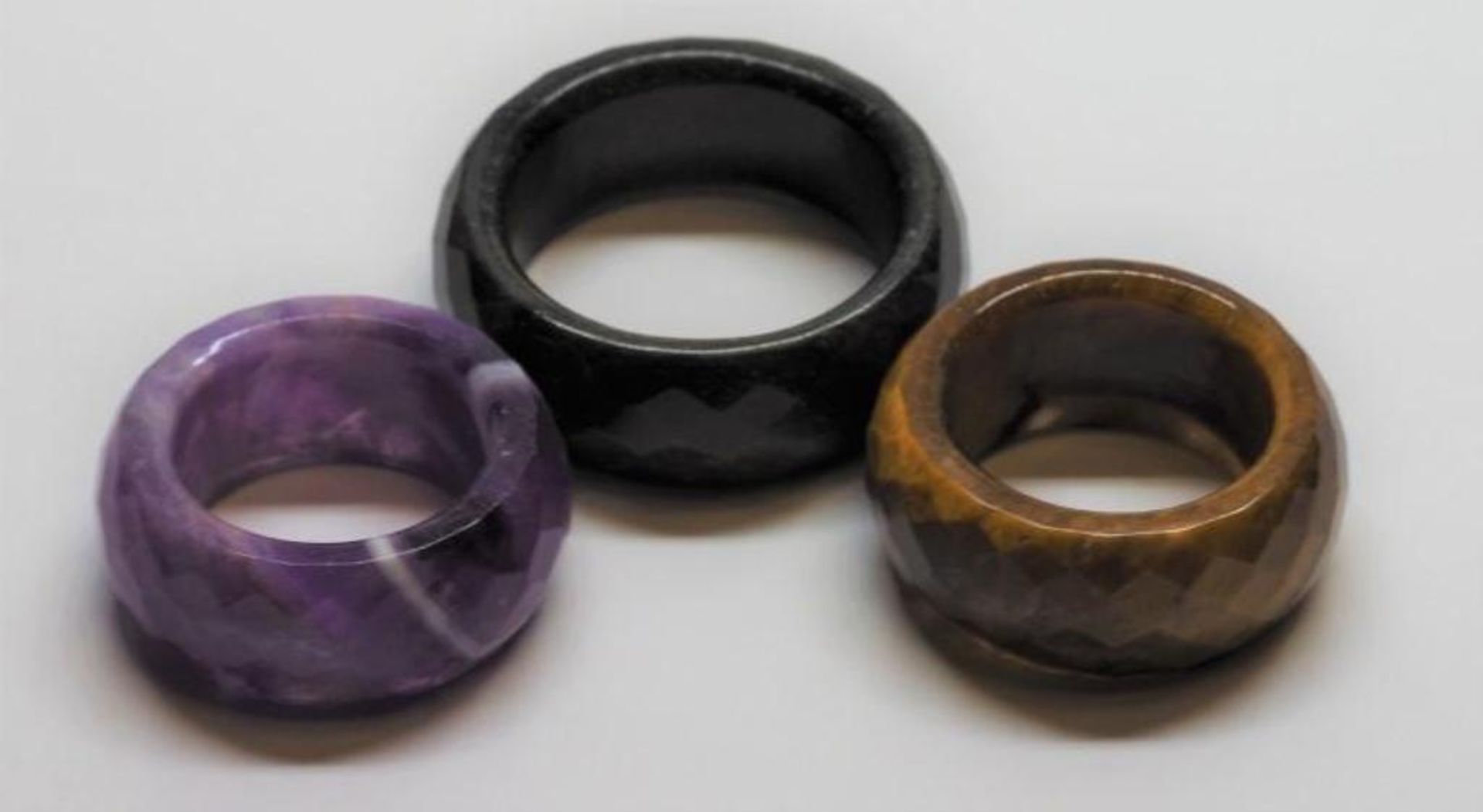 Amethyst Onyx Tiger Eye Infinity Style Rings Retail $200 - Image 3 of 3