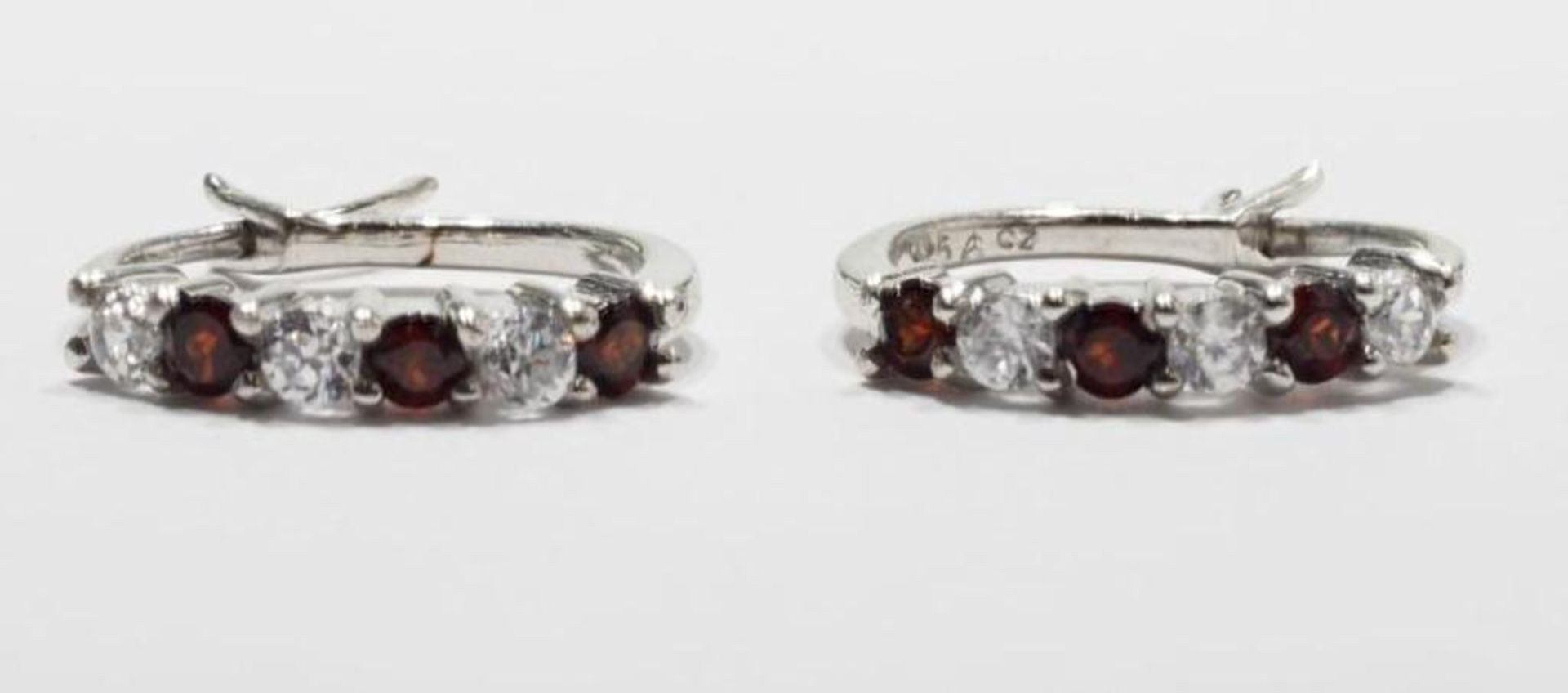 2 Sterling Silver Garnet and Topaz Earrings (Birthstone fot Jan and Dec) Retail $200 - Image 3 of 3