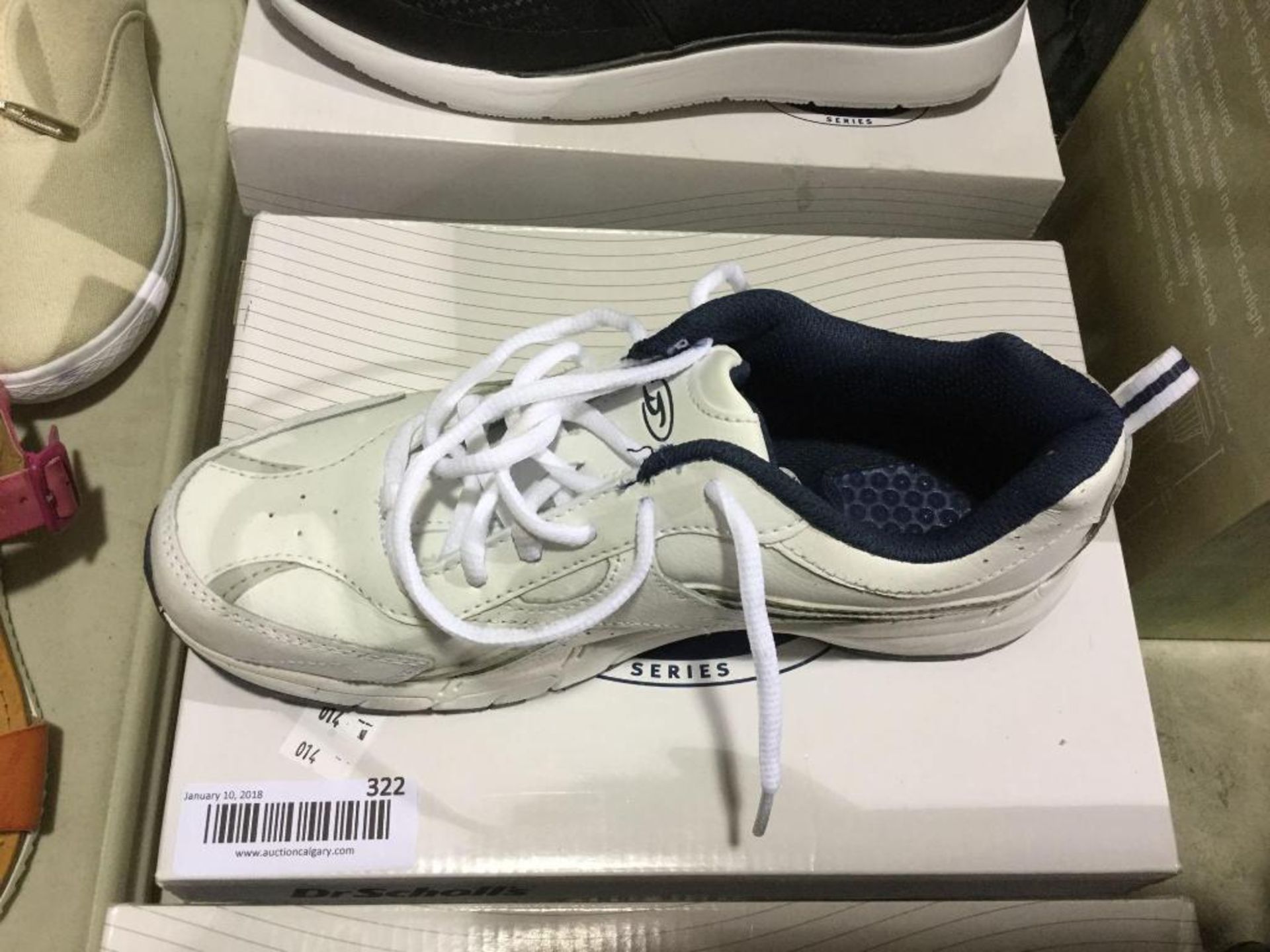 White and Navy Running Shoes -Size 8