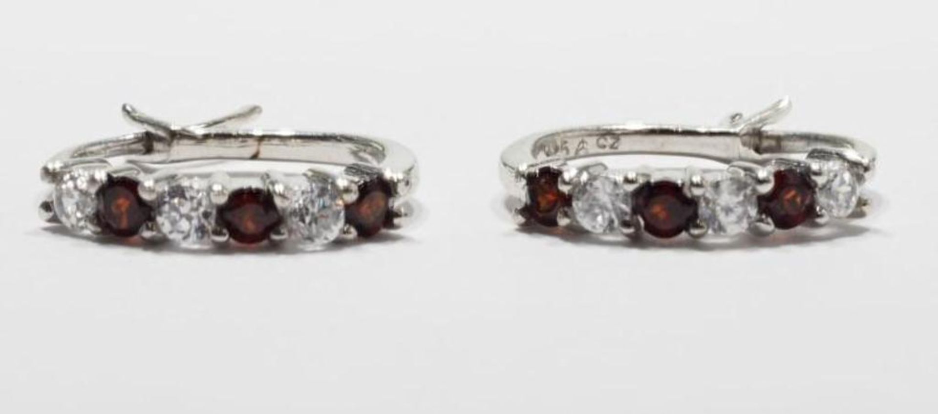 2 Sterling Silver Garnet and Citrine Earrings (Birthstone Jan & Dec) Retail $200 - Image 3 of 3