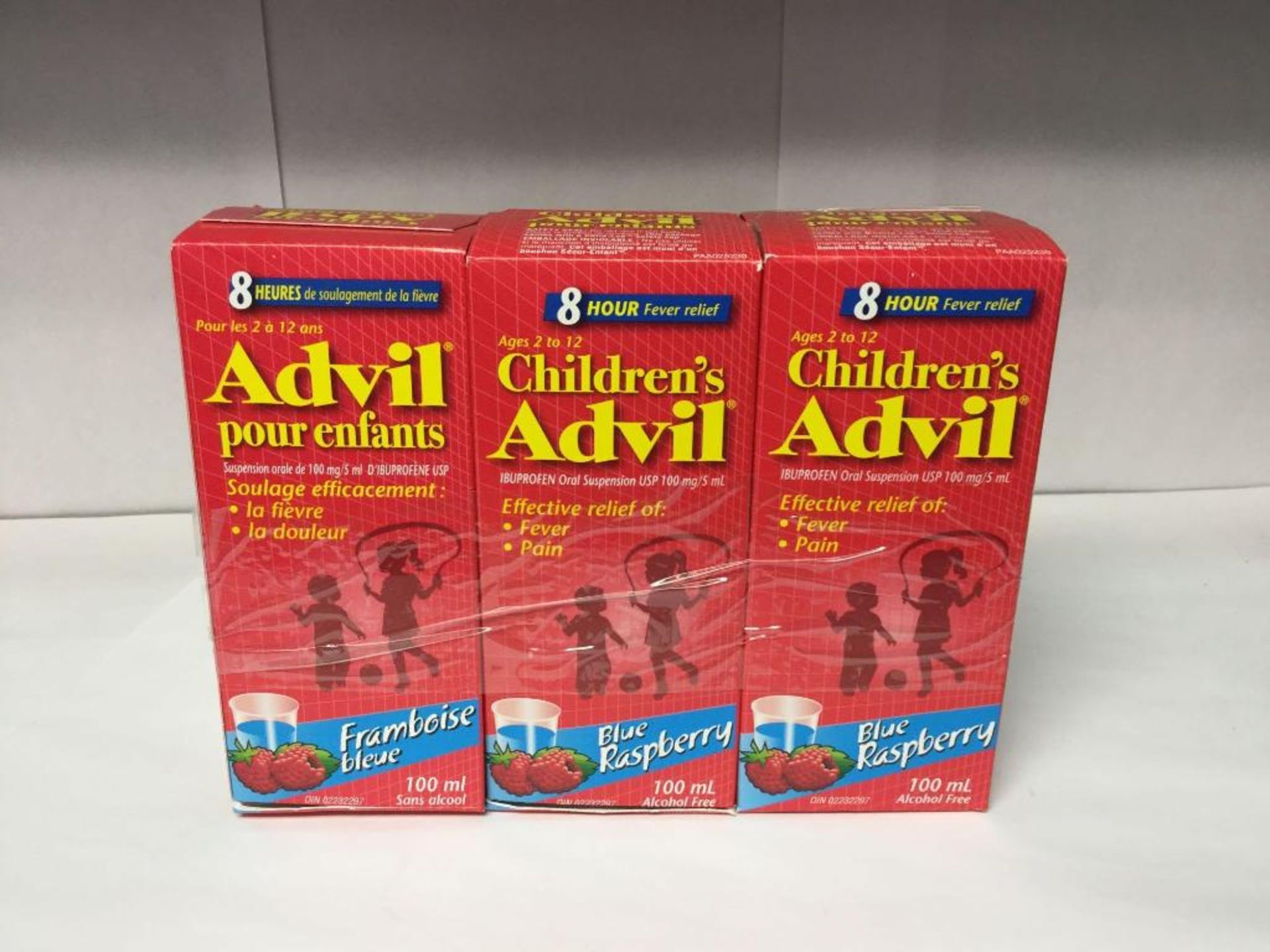 Lot of 3 x 100 mL Children's Advil - Blue Raspberry