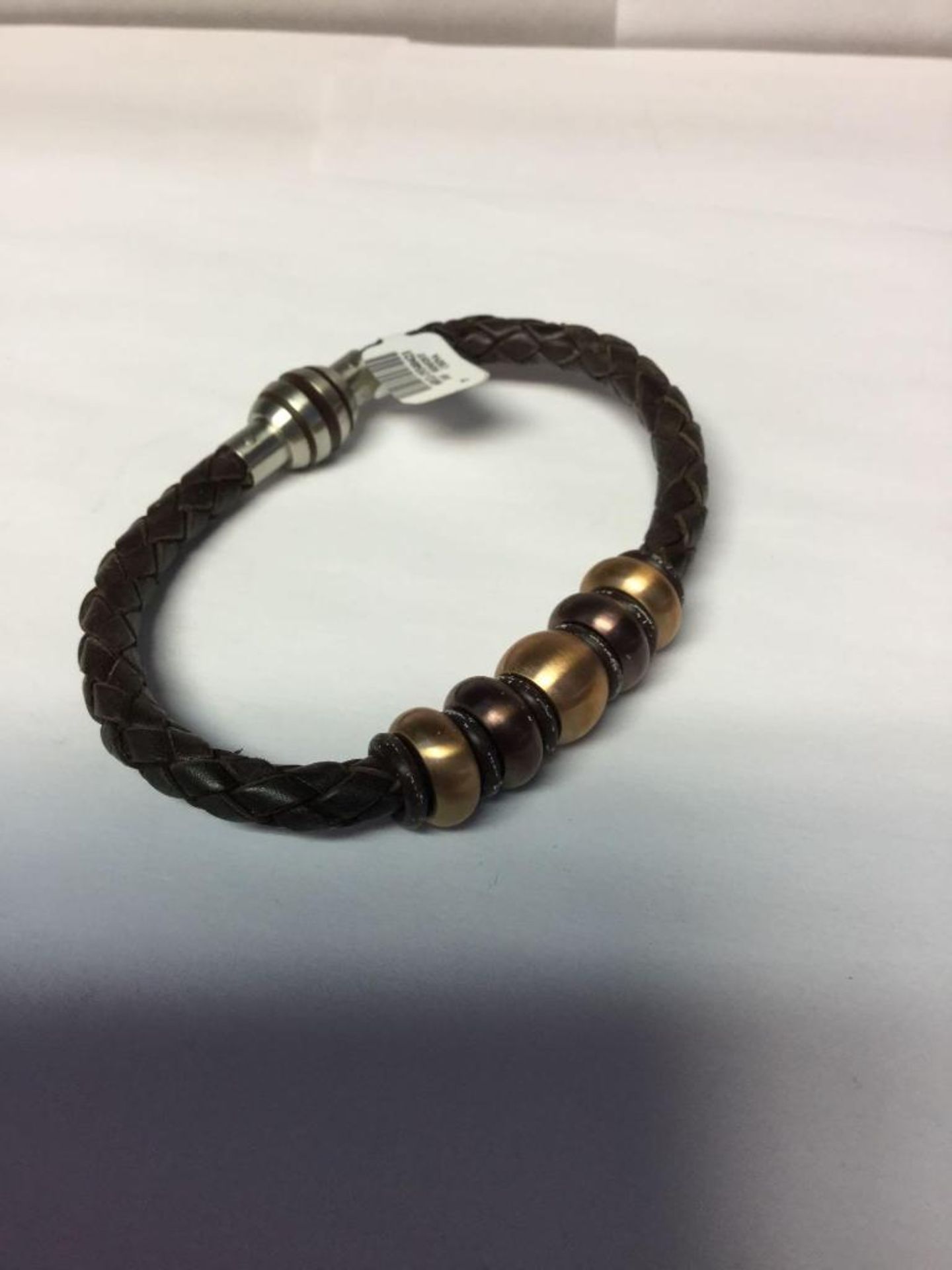 Stainless Steel Leather Bracelet Retail $150