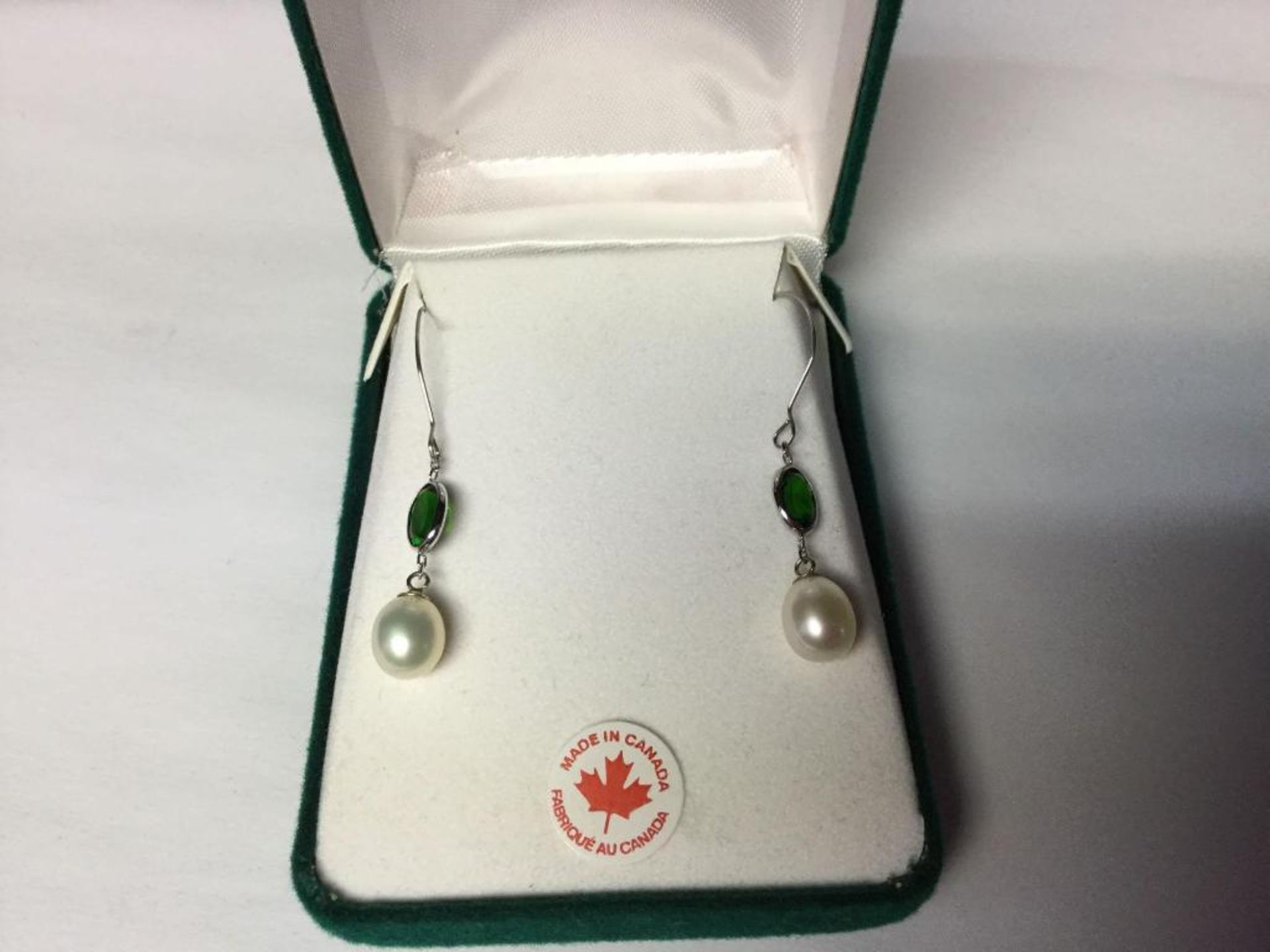 Pearl and Stone Drop Earrings Made in Canada - Image 2 of 2