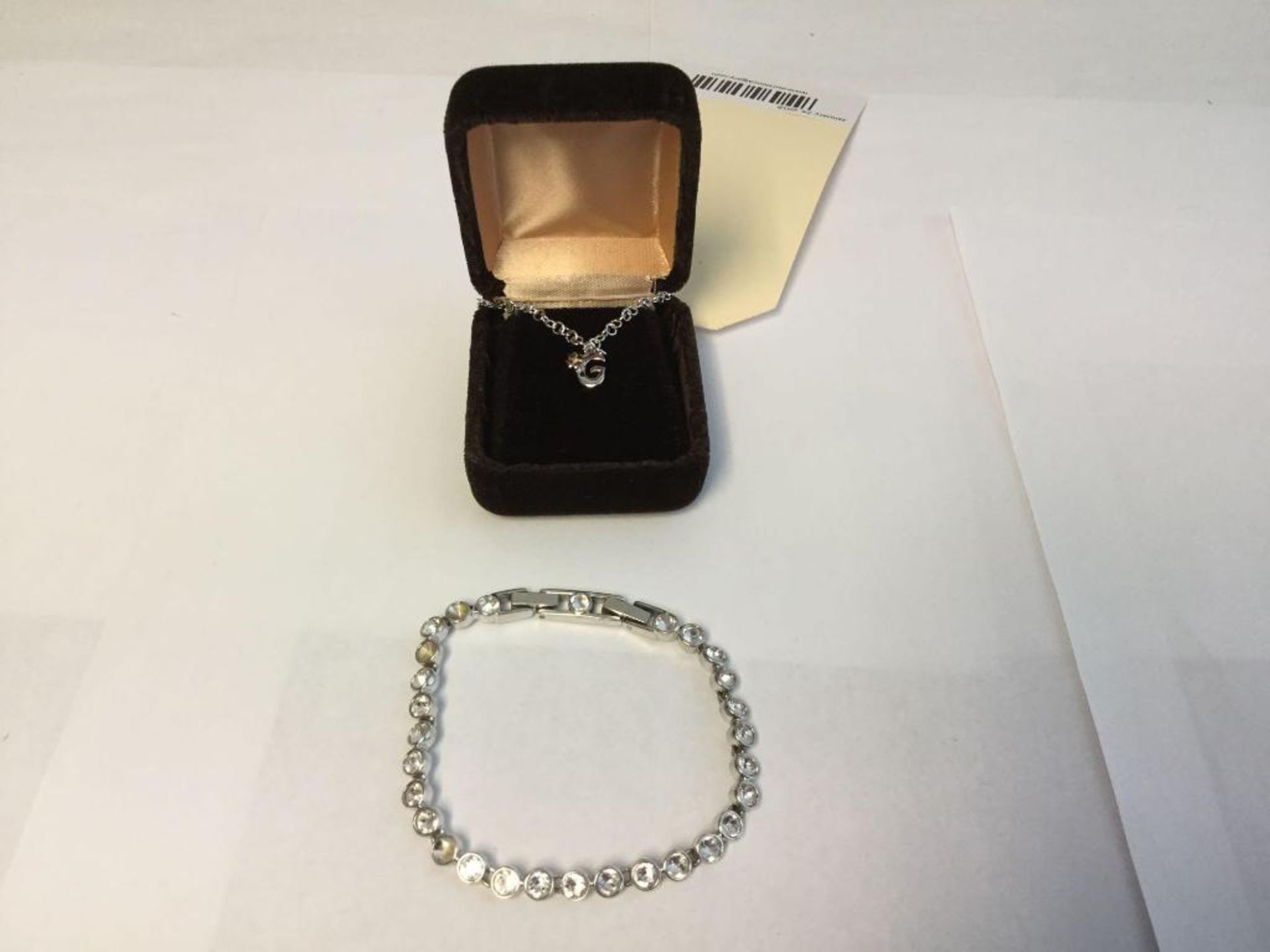 Cubic Zirconia & "G" Shaped Bracelet Set