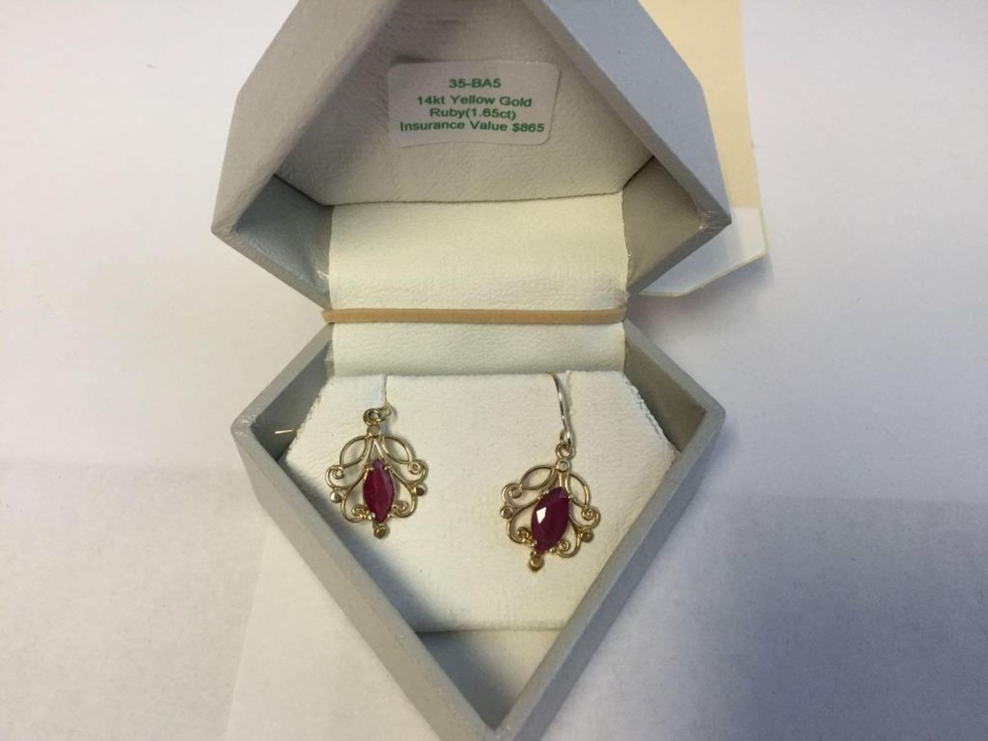 14kt Yellow Gold Ruby Earrings (1.65ct) - Insurance Value $865