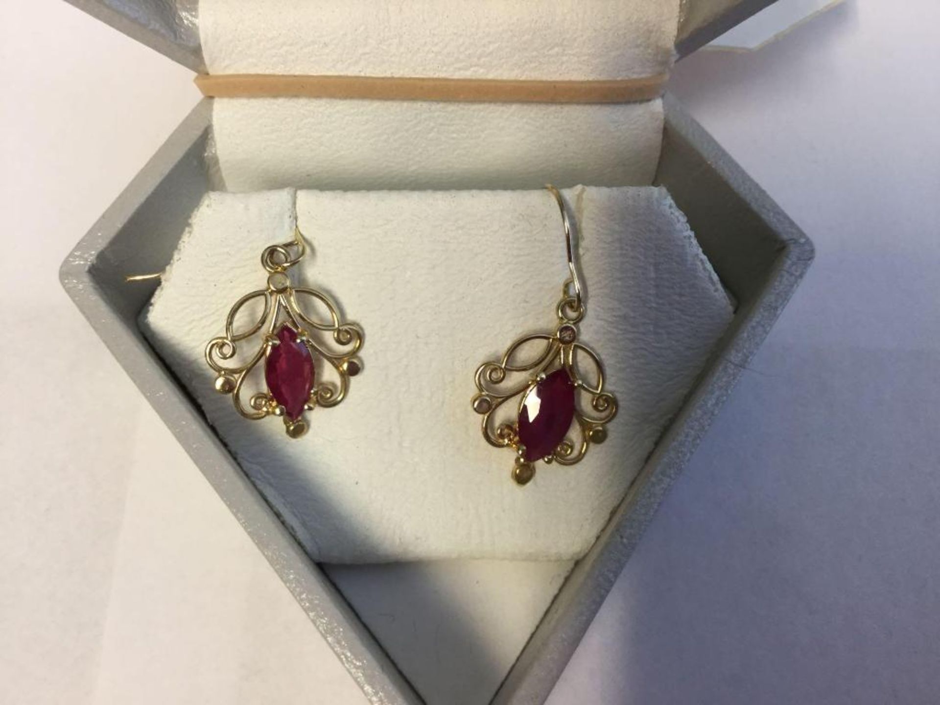 14kt Yellow Gold Ruby Earrings (1.65ct) - Insurance Value $865 - Image 2 of 4