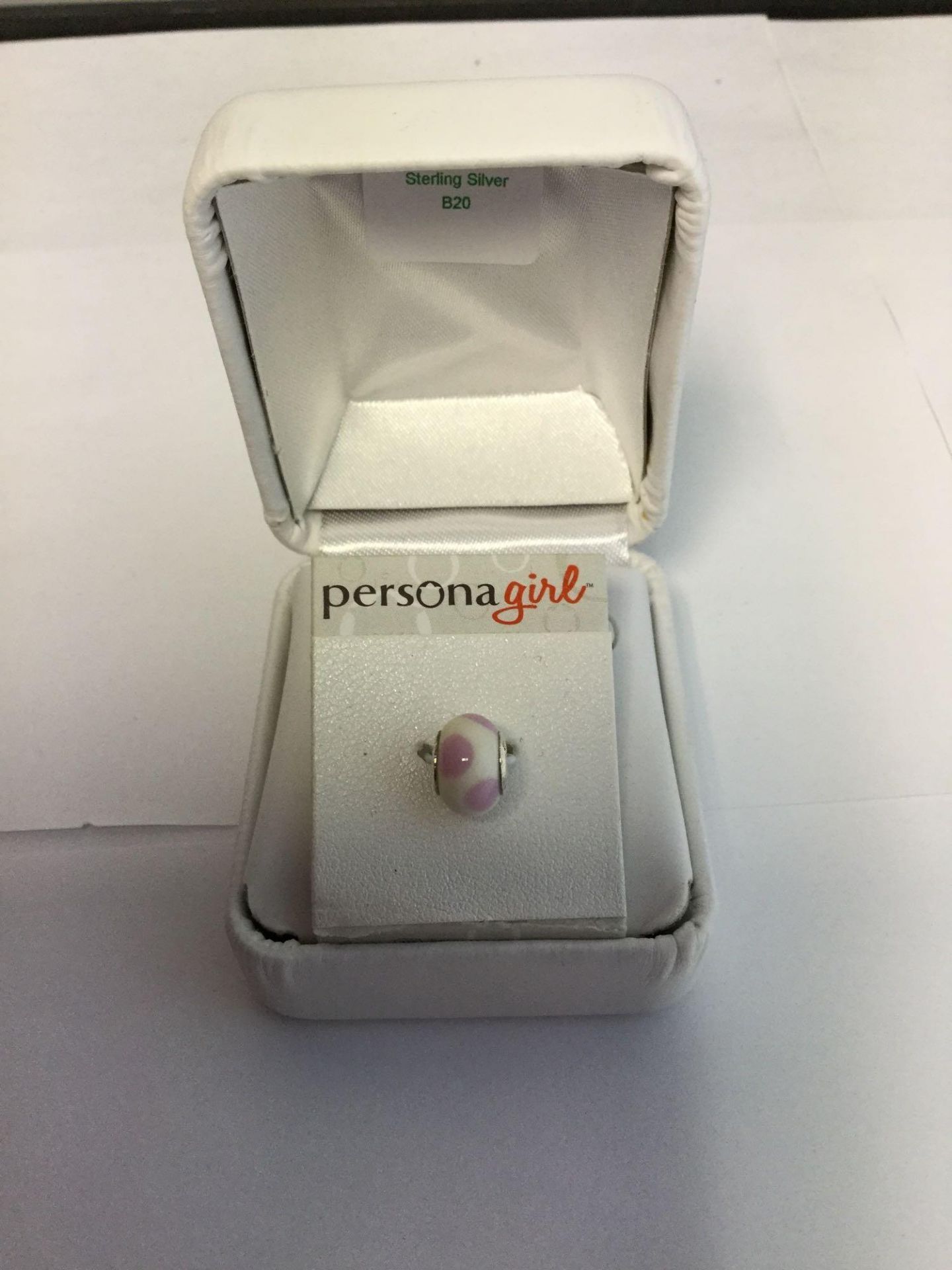 Persona Girl -Sterling Silver Pink and White Bead Value $20