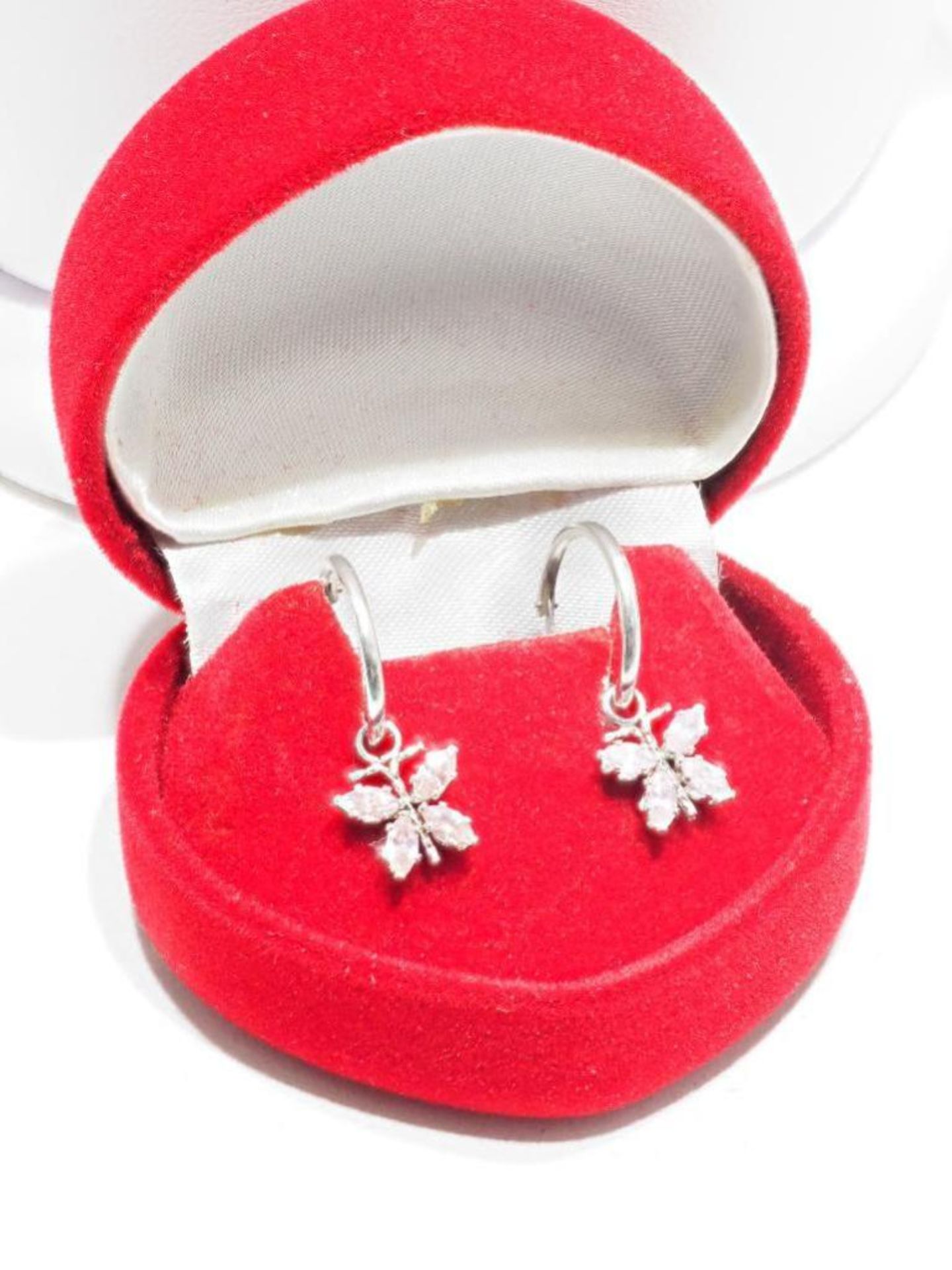 14kt Hoop Pink CZ Butterfly Earrings. Retail $400 - Image 3 of 3