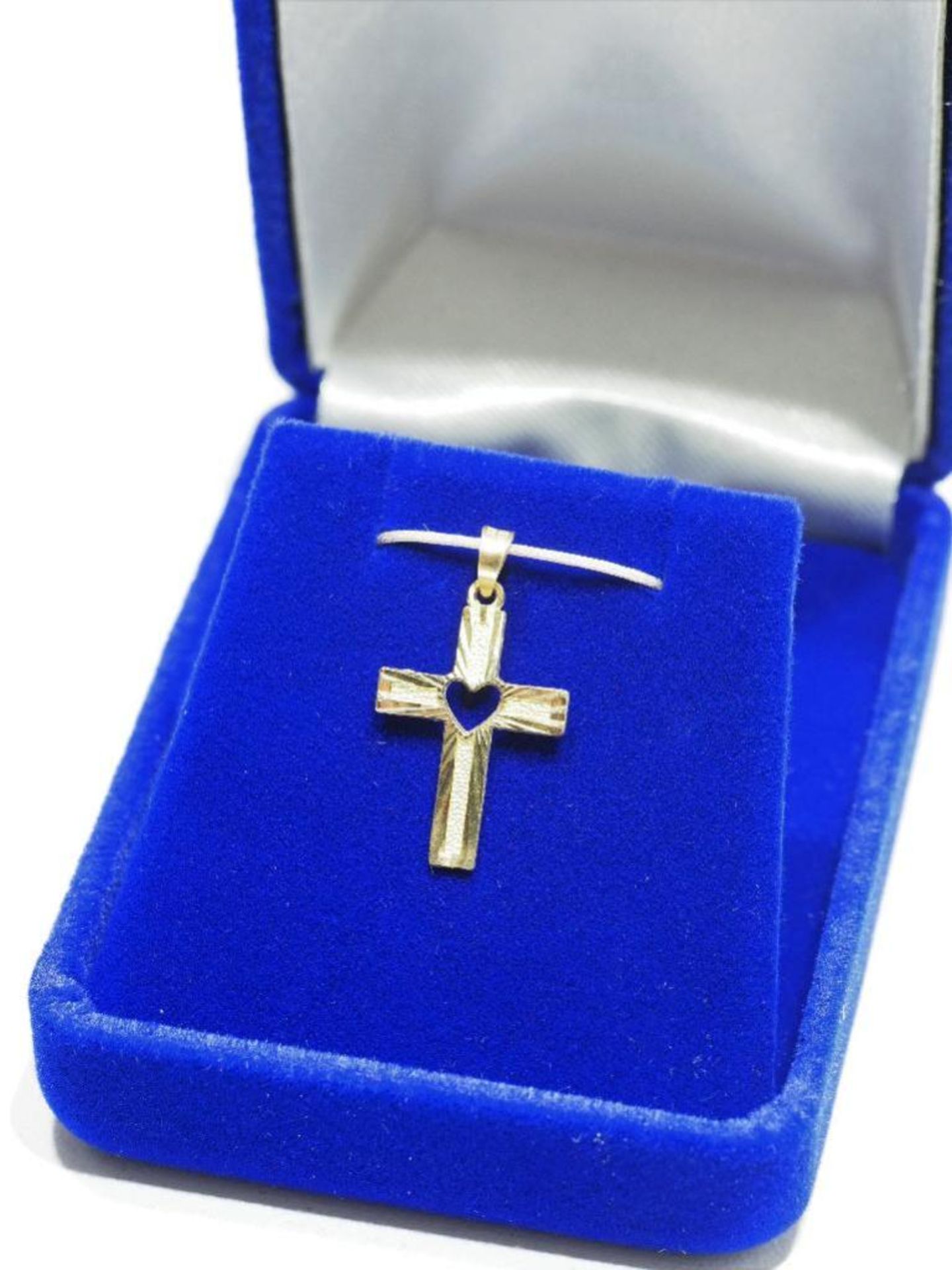 10Kt Gold Cross Pendant on High Fashion Cord. Retail $300 - Image 3 of 3