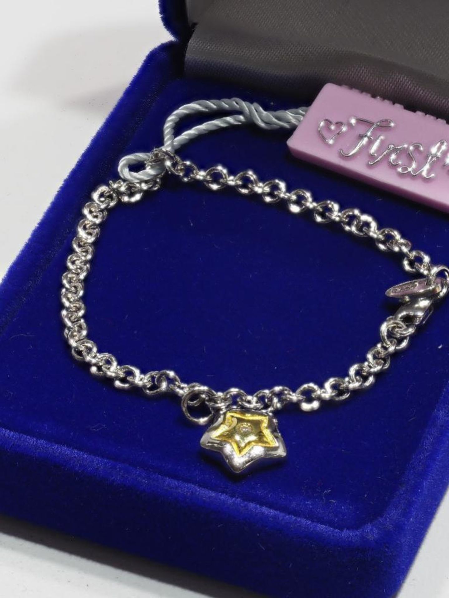Sterling Silver Rhodium Plated Diamond (First Love) Bracelet. Retail $60 - Image 3 of 3