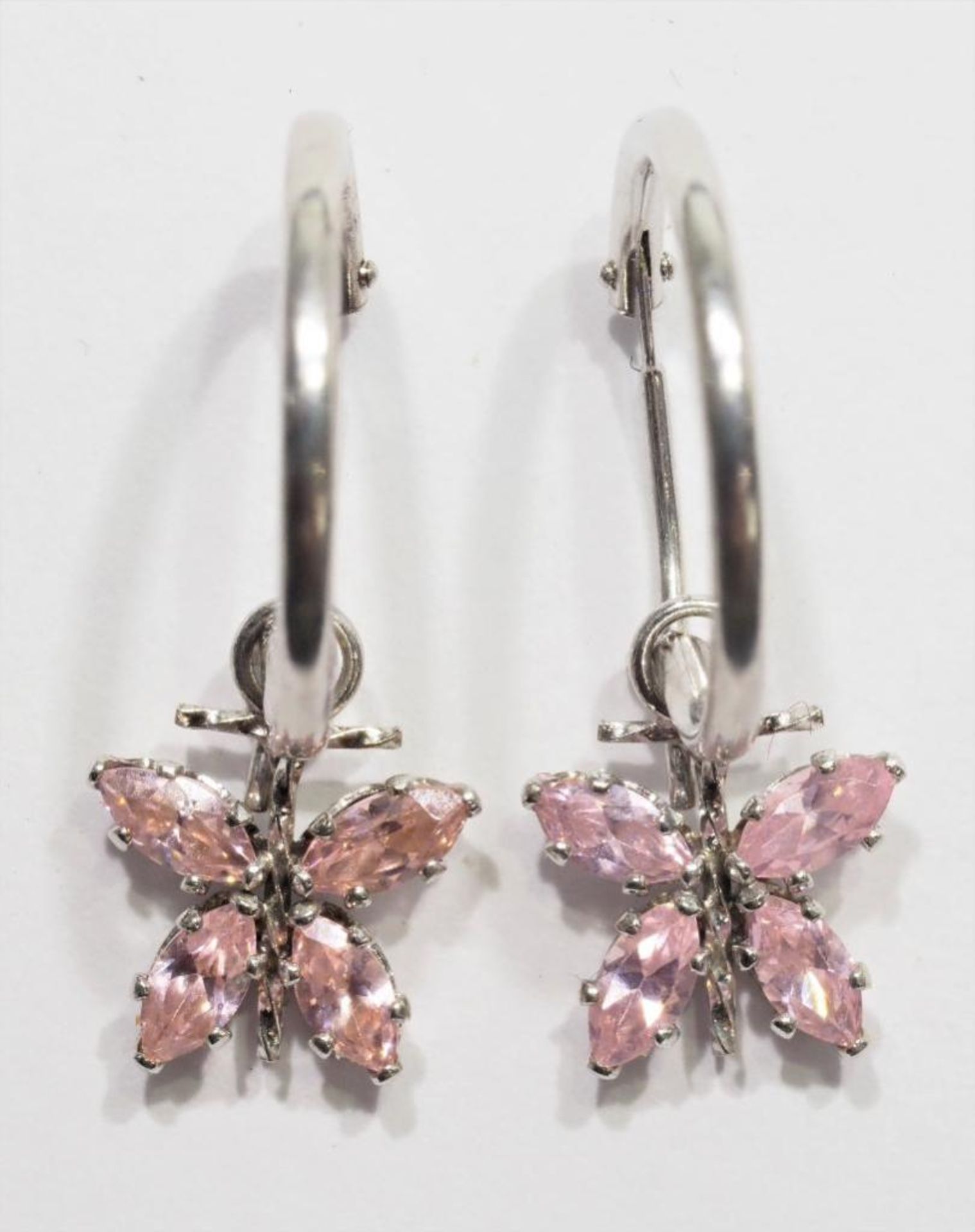 14kt Hoop Pink CZ Butterfly Earrings. Retail $400