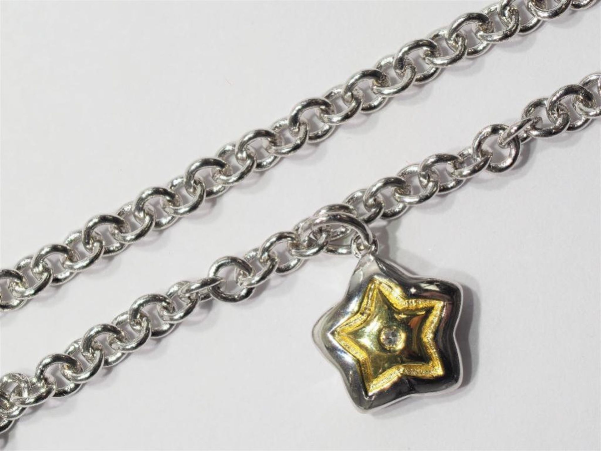 Sterling Silver Rhodium Plated Diamond (First Love) Bracelet. Retail $60 - Image 2 of 3