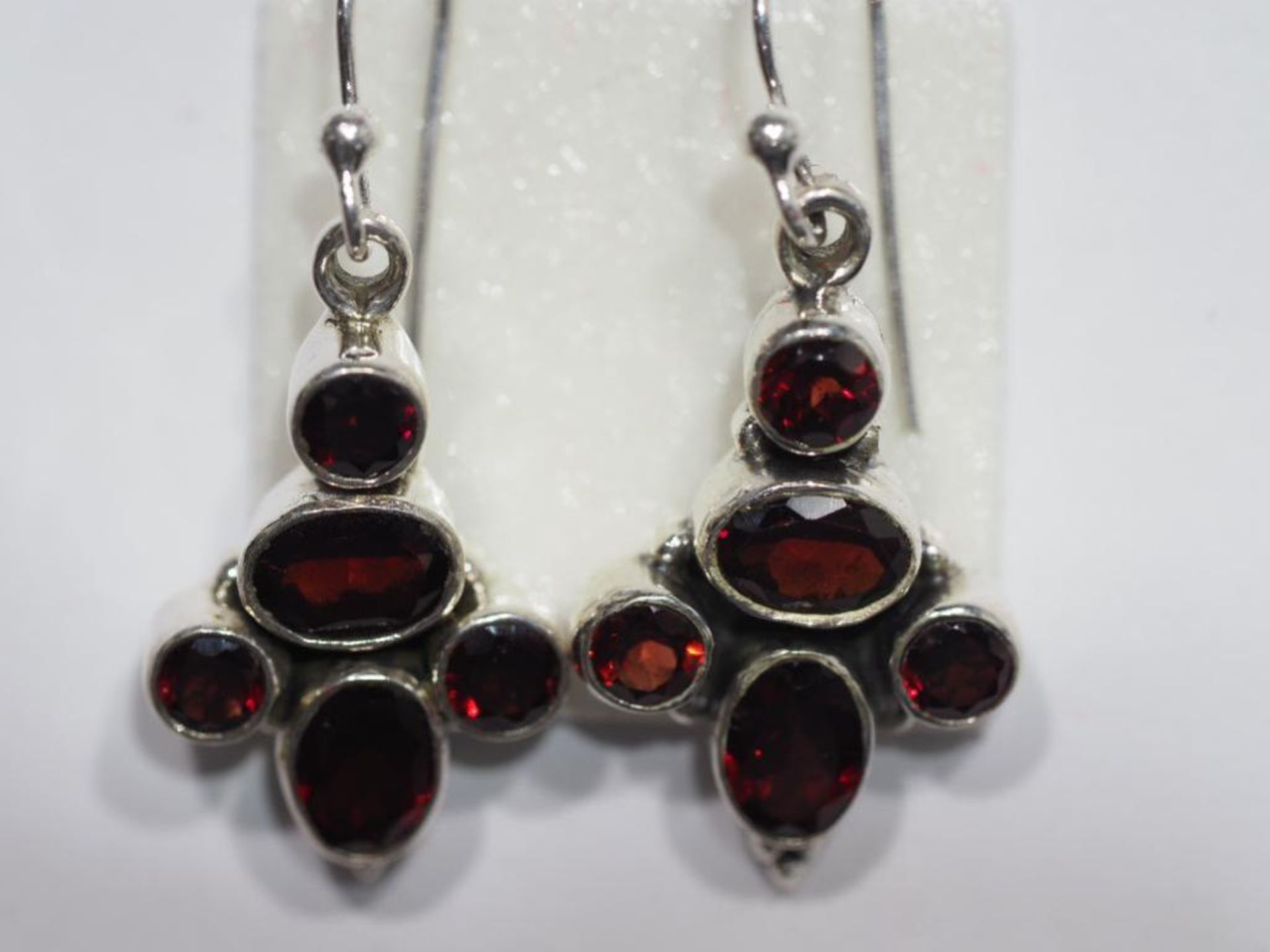 Silver Genuine Garnet (January Birthstone, app.6ct) Earrings. Retail $200